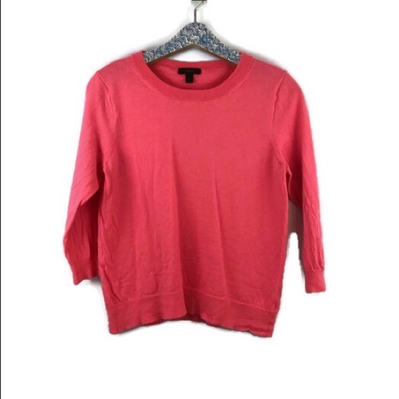 J. Crew Sweaters - J Crew bright pink Merino wool sweater size large